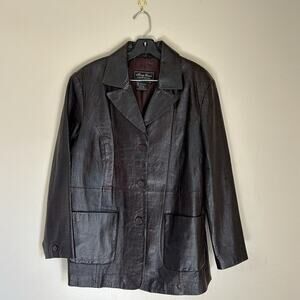 Vintage Terry Lewis Brown Leather Button Down Jacket Size 1X